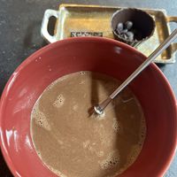 50-ish% (sweetest option) dark chocolate 8€ + oat milk 2€ (🙄)  at The Old Chocolate House in Bruges