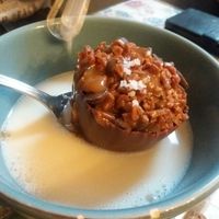 Salted caramel hot chocolate, let's stir this thing! at The Old Chocolate House in Bruges