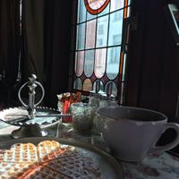 Belgian waffle :) at The Old Chocolate House in Bruges