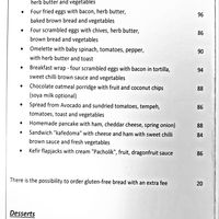 Breakfast and dessert menu at Kafe Doma in Litomerice