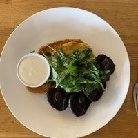 Mushrooms, potato cake & sun dried tomato pesto  at Street Organics in Takapuna