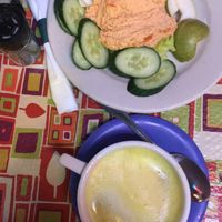 Vegan Cashew Cheeze and a Big Bang drink :) at R. Thomas Deluxe Grill in Atlanta