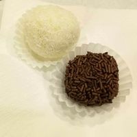 coconut and chocolate "brownie" at Pecado Saudável in Porto