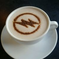 chair latte w almond milk at Oblivion Comics and Coffee in Sacramento