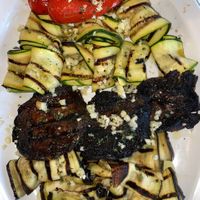 The most amazing roasted peppers, Zuchinni , eggplant ; and portabella mushroom with garlic. AMAZING. at Tiga's Artisan Pizzeria in Medford