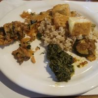 Tofu dish and non-dairy saag! at Kathmandu Restaurant II in Boulder