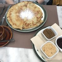 Pancakes with sugar and jam at Recollets in Antwerpen