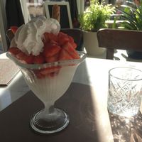 Strawberries and  vegan ice cream  at Recollets in Antwerpen