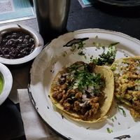 Suadero and chkn chimichurri at Por Siempre Vegana Vol II in Mexico City