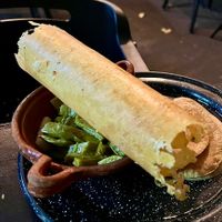 Cheese Costra with nopales (cactus) on the side. #Veganuary at Por Siempre Vegana Vol II in Mexico City