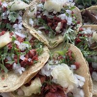 Al pastor mainly, plus some others mixed in   at Por Siempre Vegana Vol II in Mexico City