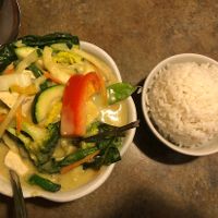 Green curry and rice    at The King and I in Rochester