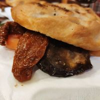 Vegan focaccia sandwich at Pan e Vin in Corniglia