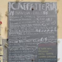 Vegan sandwich advertised at Pan e Vin in Corniglia