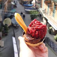 dark chocolate and mixed berries in a vegan cone at 5 Terre in Manarola