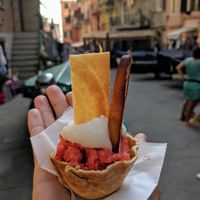 Very yummy, not sure if I was supposed to eat the stick on the right but I did at 5 Terre in Manarola