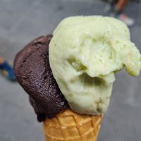 Dark chocolate and lemon with Basil ice cream at Gelateria Corniglia in Corniglia