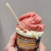 Lemon and basil and strawberry at Gelateria Corniglia in Corniglia