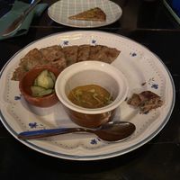 Pancake salato con cipolle e salsina! Favoloso   at Bistro Arbol in Lanzarote