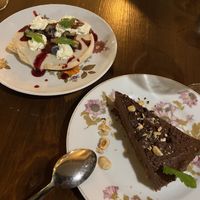 Pavlova and chocolate cake   at Bistro Arbol in Lanzarote