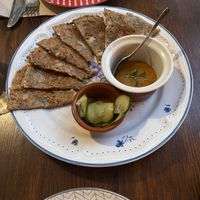 Vegetable pancake starter  at Bistro Arbol in Lanzarote