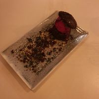 Chocolate cookie with blueberries ice cream at Bistro Arbol in Lanzarote