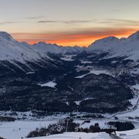 View from the outside terrace.  at Romantik Hotel Muottas Muragl in Samedan