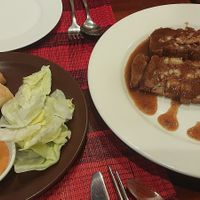 Veggie spring roll and vegan crispy pork belly. at Rendezvous du Vietnam in Cairns