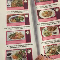 Separate vegan menu  at Rendezvous du Vietnam in Cairns