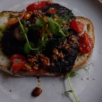 Mushrooms on toast (veganised - tomatoes substituted for cheese) at Lemon Leaf in Kinsale