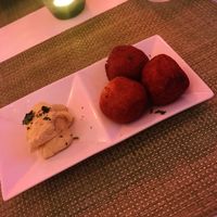 croquettes with vegan mozzarella and curry mayo  at Past & Future in Fuerteventura