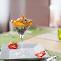 Soya Chicken Curry Cocktail. So good. Beautiful plating too! at Past & Future in Fuerteventura