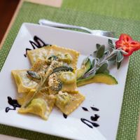 Mushroom Ravioli - fresh pasta made in house at Past & Future in Fuerteventura
