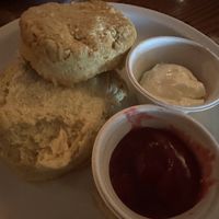 Side biscuit w/ vegan butter and tasty jam   at Oak  in Seattle