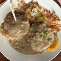 Vegan biscuits and mushroom gravy  at Oak  in Seattle