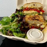 chimichurri tofu sandwich - cut in half per request (takeout) at Oak  in Seattle
