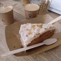 Cortados + (awesome) pumkin pie to share at Mama Elba in Madrid