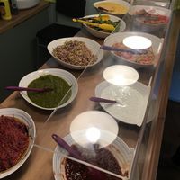 Salad counter at Leaf in Hay-on-wye