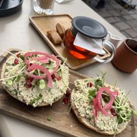 Egg salad bagel  at Vero Caffe in Bruges