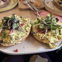 Tofu Egg salad bagel   at Vero Caffe in Bruges