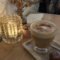 Café Crispy latte  at Vero Caffe in Bruges