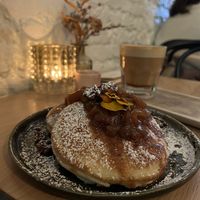 Vegan pancakes with apple and pecan  at Vero Caffe in Bruges