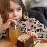 Banana bread with chocolate  at Vero Caffe in Bruges