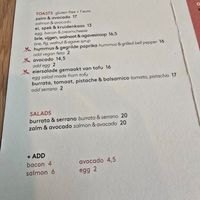 Part of menu - vegan is labelled at Vero Caffe in Bruges