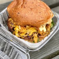 Amazing oyster mushroom burger  at Veggie Castle in Jamaica