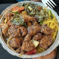 2 Protein take-out plate from buffet  at Veggie Castle in Jamaica