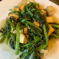 #38 Woked water spinach with garlic and organic tofu at Bun Bo Hue in Stockholm