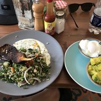 la berenheja and sides at Cafe Stepping Stone in Cartagena