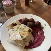 Podium finish for the falafel! at Cafe Stepping Stone in Cartagena