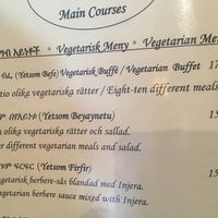 Veg menu at EthioStar in Stockholm